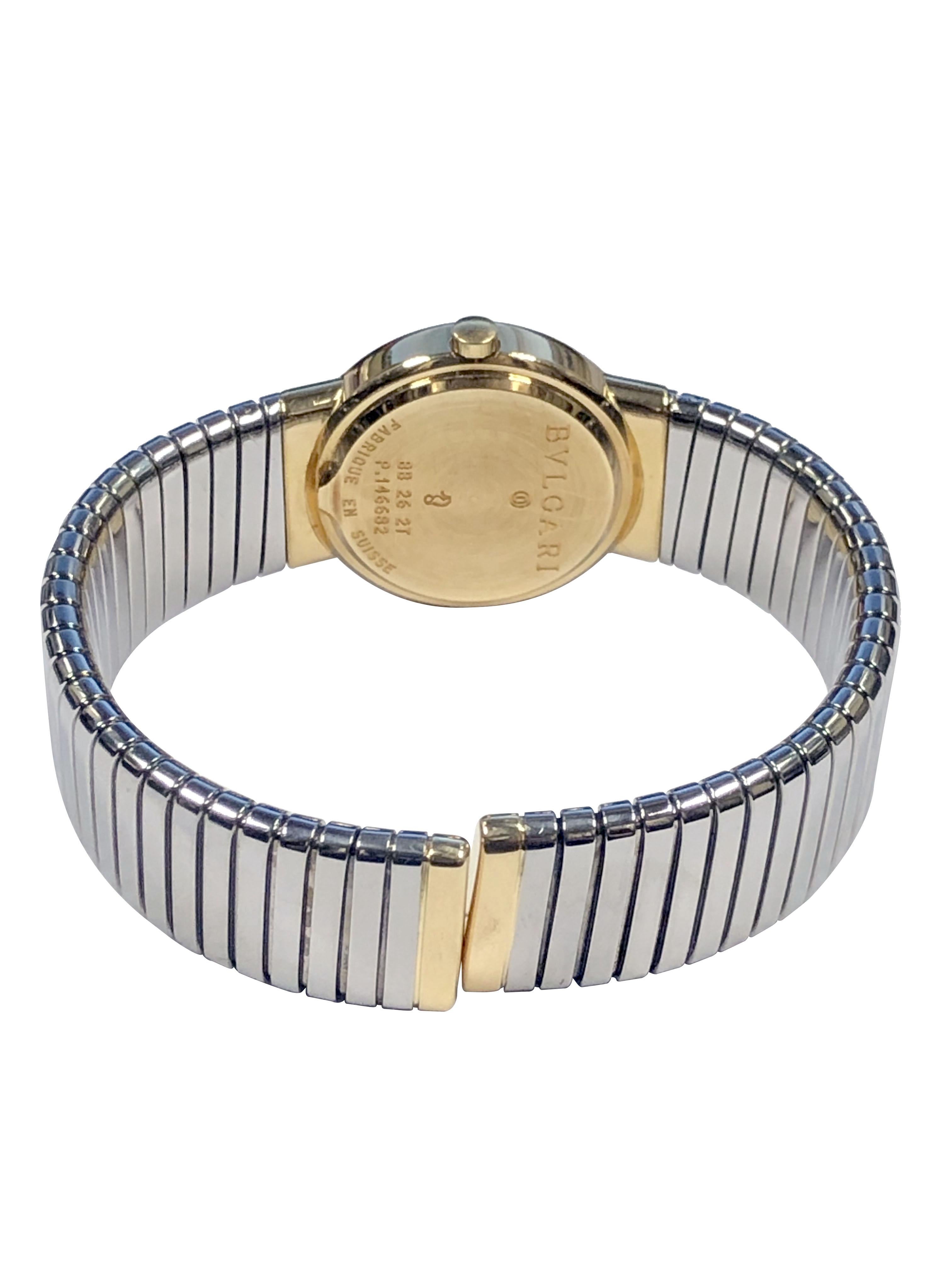Bulgari Tubogas Yellow Gold and Steel ladies Quartz Bracelet Watch 1