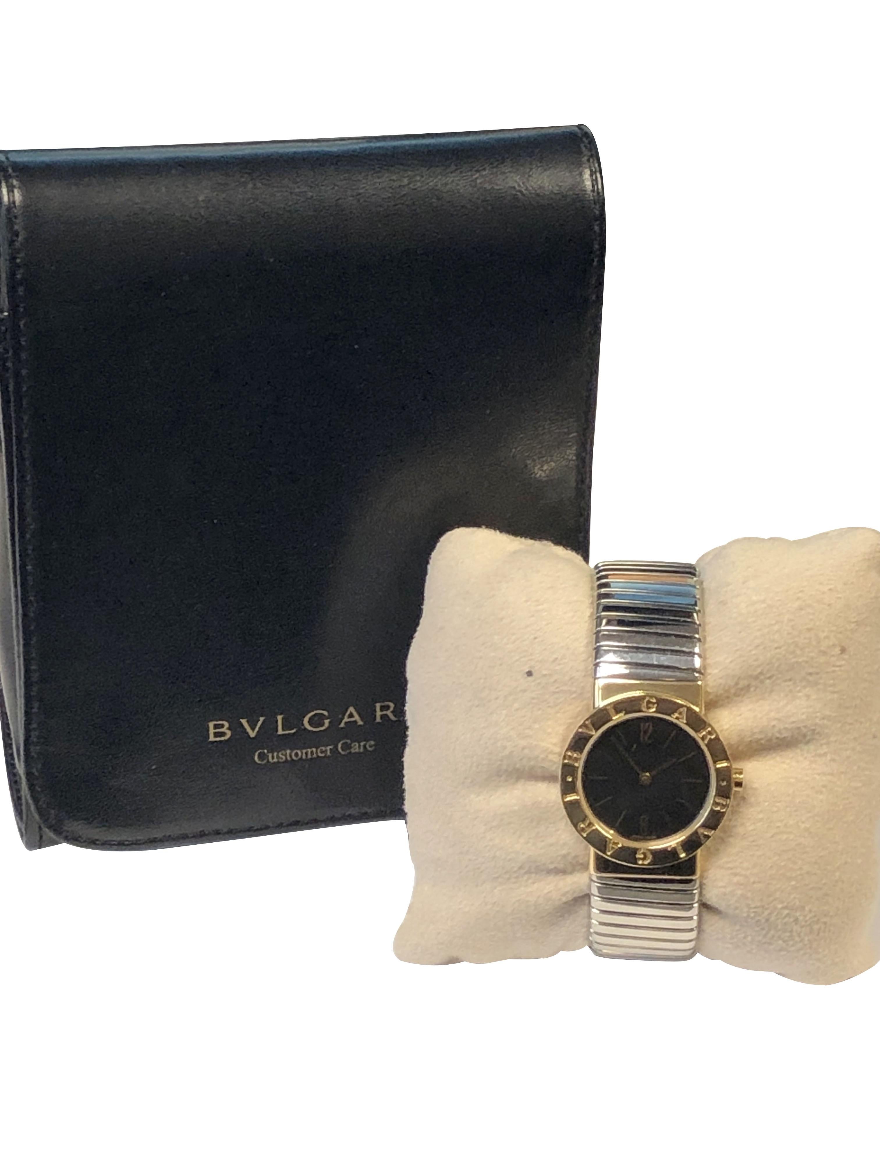 Bulgari Tubogas Yellow Gold and Steel ladies Quartz Bracelet Watch 2
