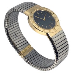 Bulgari Tubogas Damen-Quarz-Armbanduhr aus Gelbgold und Stahl