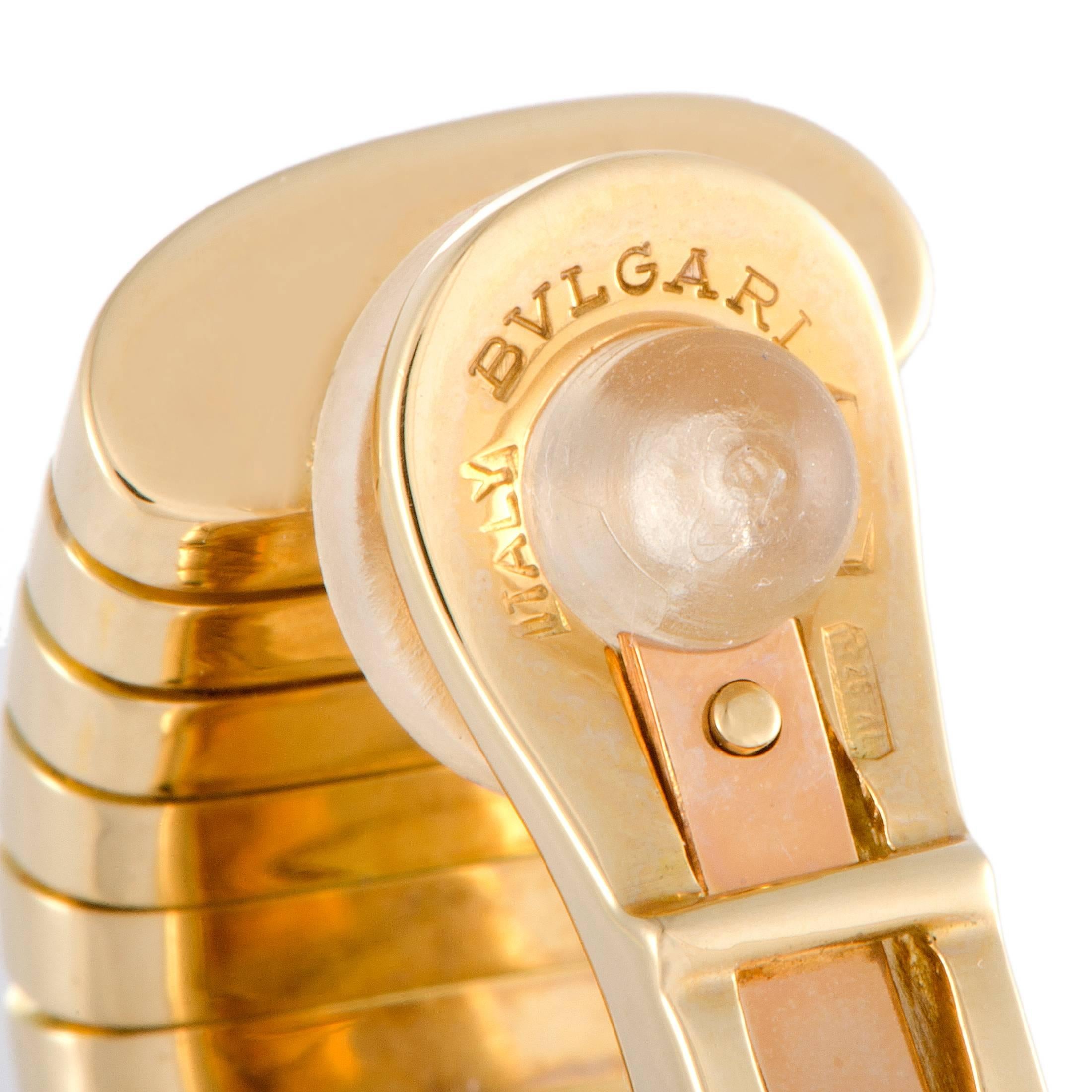 Women's Bulgari Tubogas Yellow Gold Clip-On Earrings