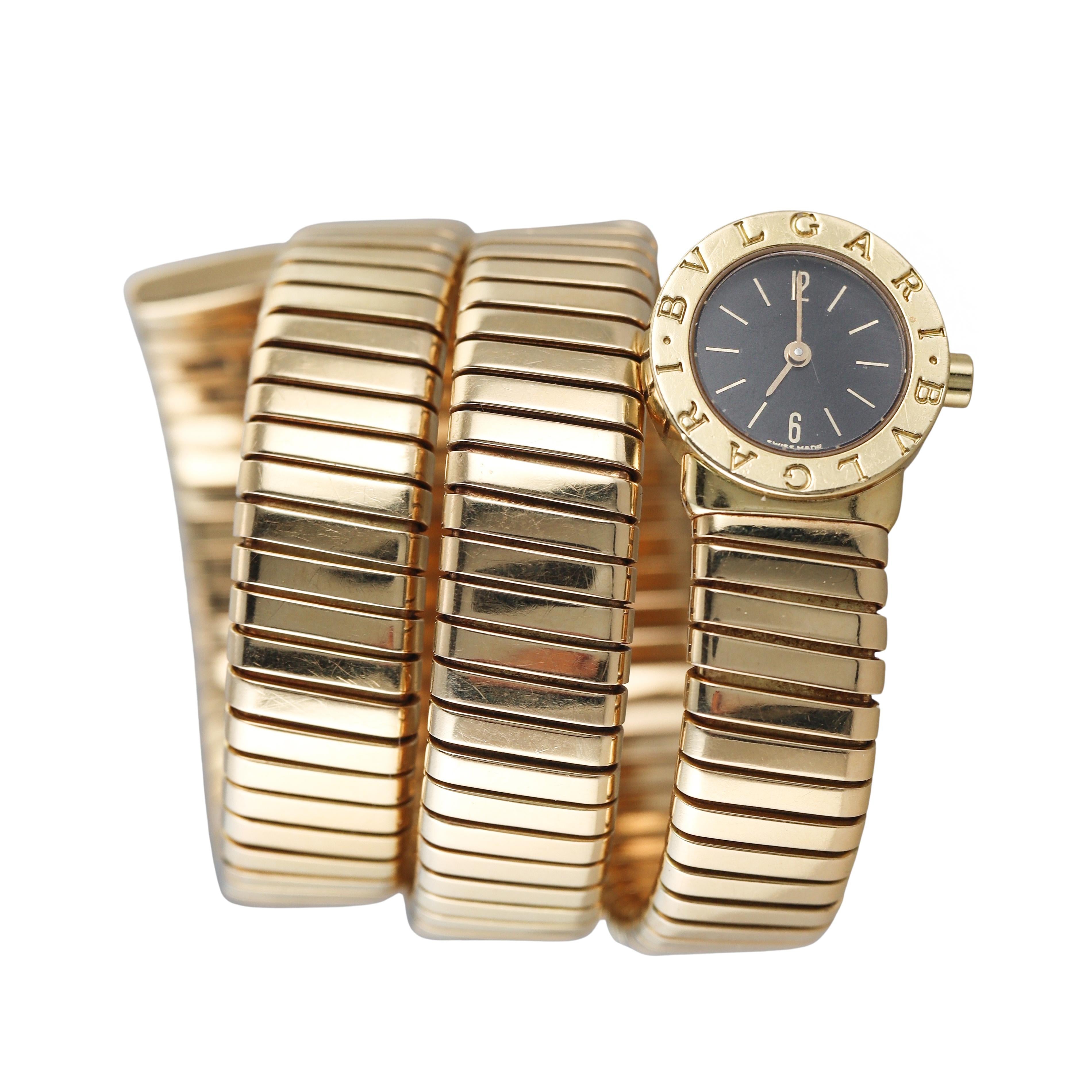 Bulgari Tubogas Yellow Gold Coil Wrap Watch Bracelet BB191T For Sale 1
