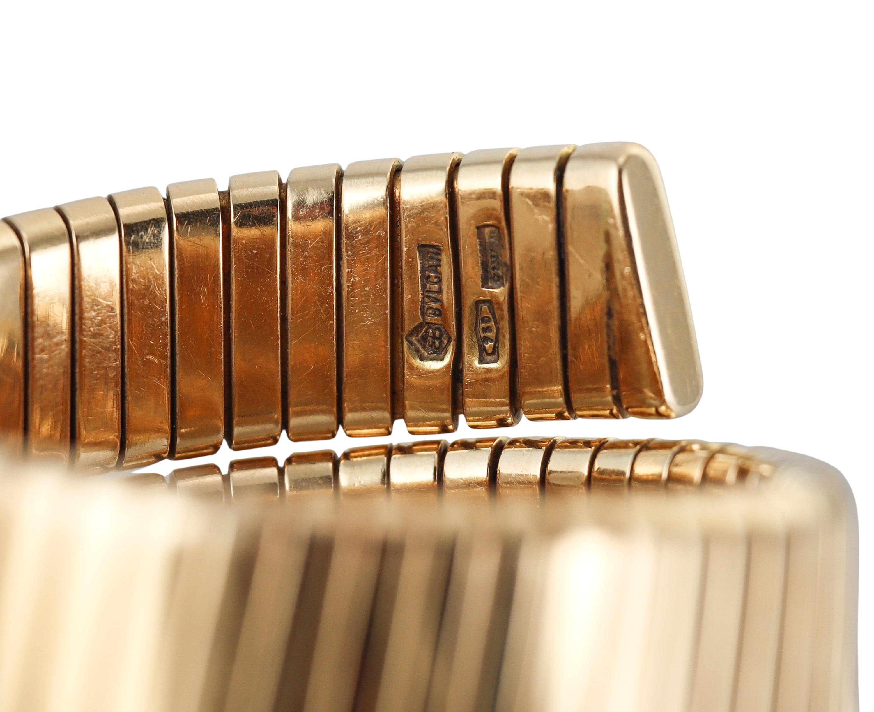 Bulgari Tubogas Yellow Gold Coil Wrap Watch Bracelet BB191T For Sale 2