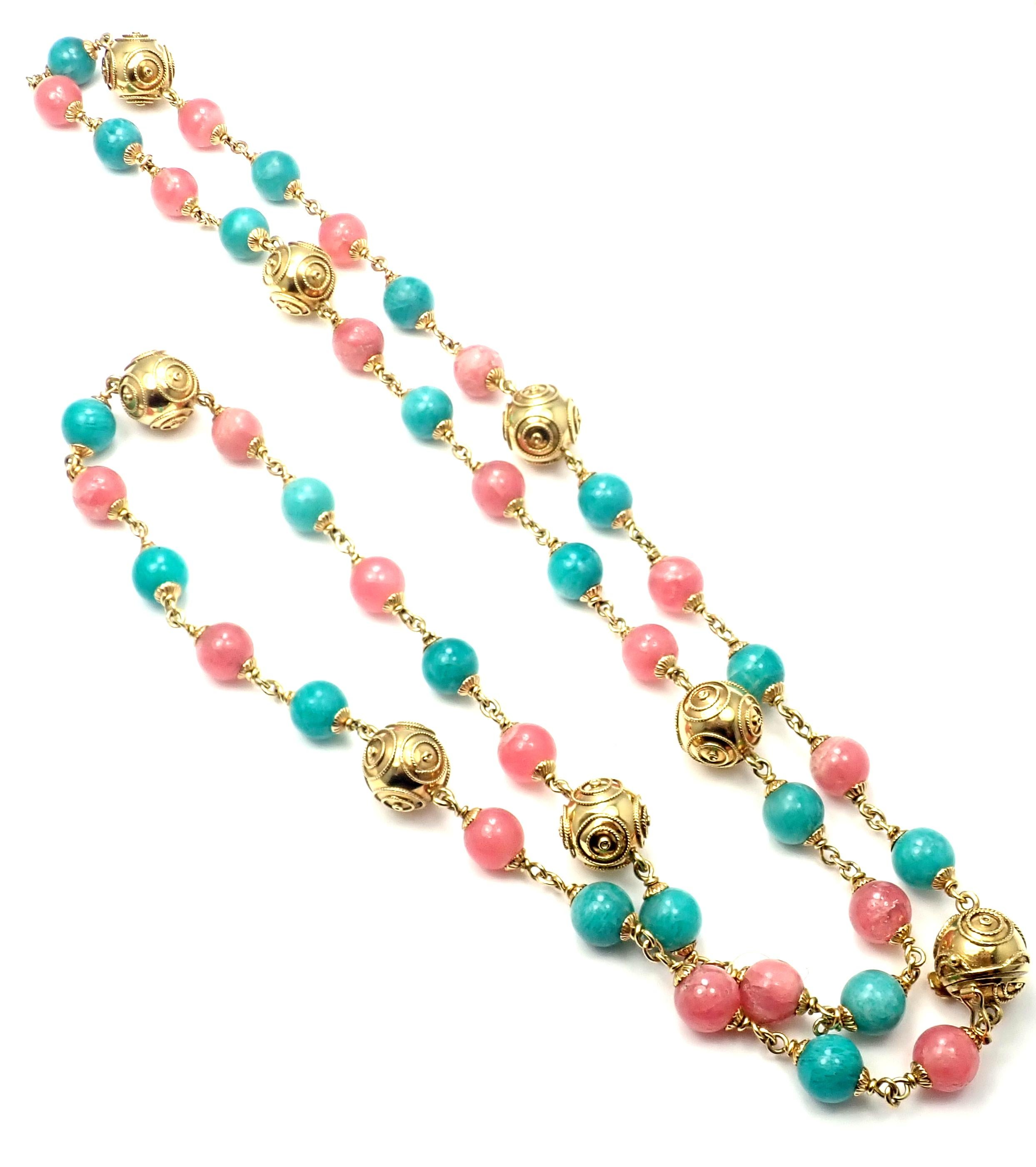 Women's or Men's Vintage Bulgari Turquoise Rhodochrosite 33