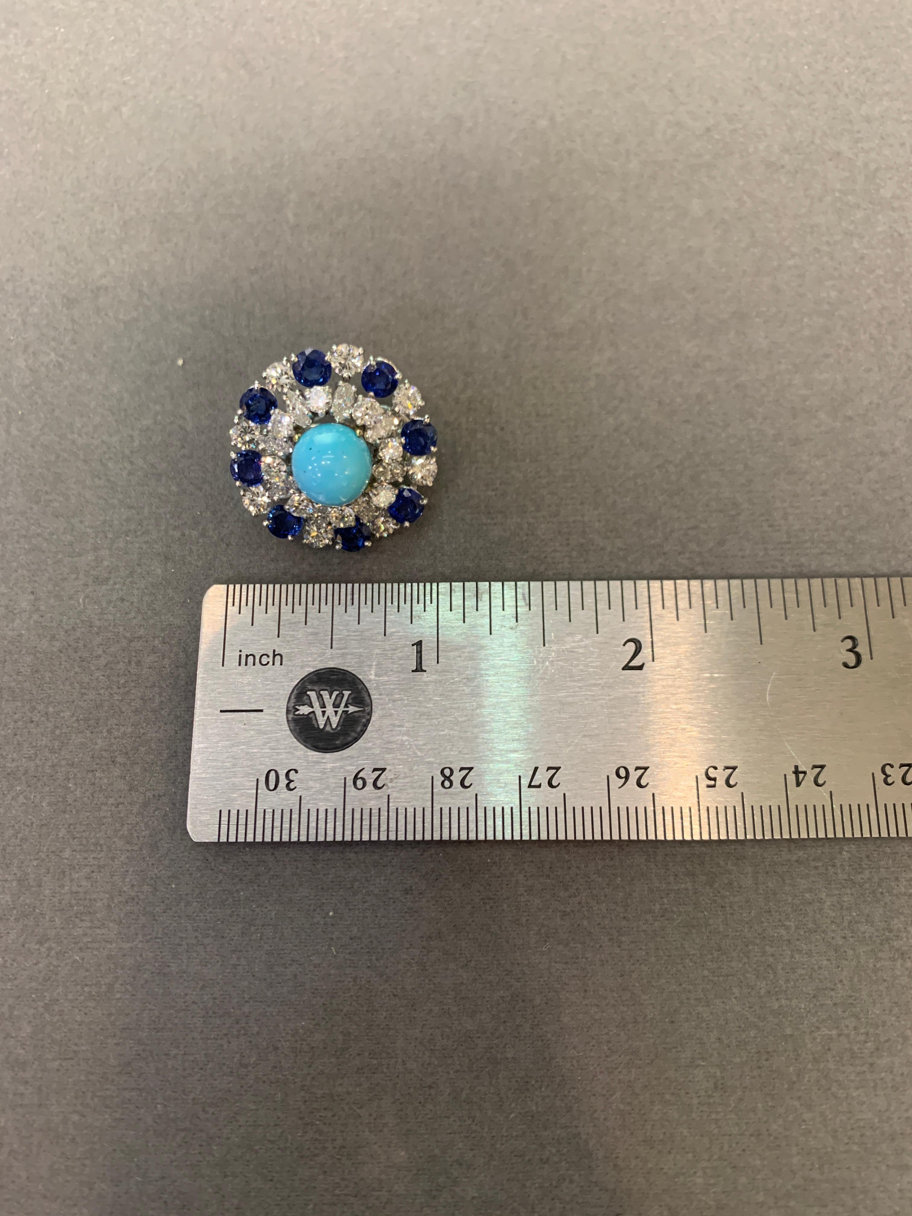 Bulgari Turquoise Sapphire and Diamond Earrings In Excellent Condition For Sale In New York, NY