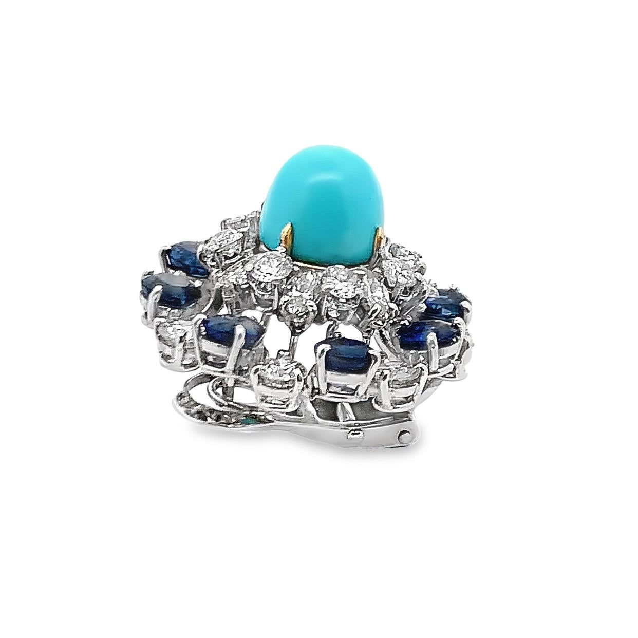 Women's Bulgari Turquoise Sapphire and Diamond Earrings For Sale
