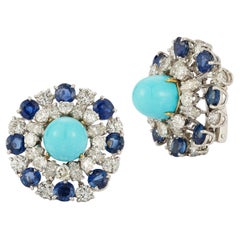 Orecchini Bulgari con turchese, zaffiro e diamanti