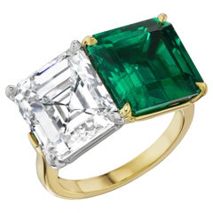 Anillo Gemelo Bulgari Esmeralda de 5,79 ct y Diamante de 7,25 ct Oro de 18k y Platino