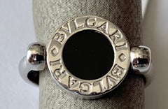 Bulgari Twisted Ring in 18 Karat White Gold, Diamonds and Onyx