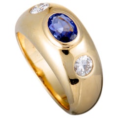 Bulgari Two-Diamond and Sapphire Yellow Gold Band Ring