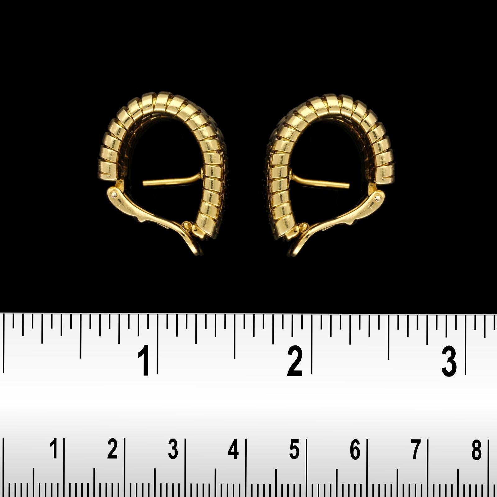 Bulgari Two Tone 18ct Gold Triple Row Tubogas Hoop Earrings circa 1980s 1