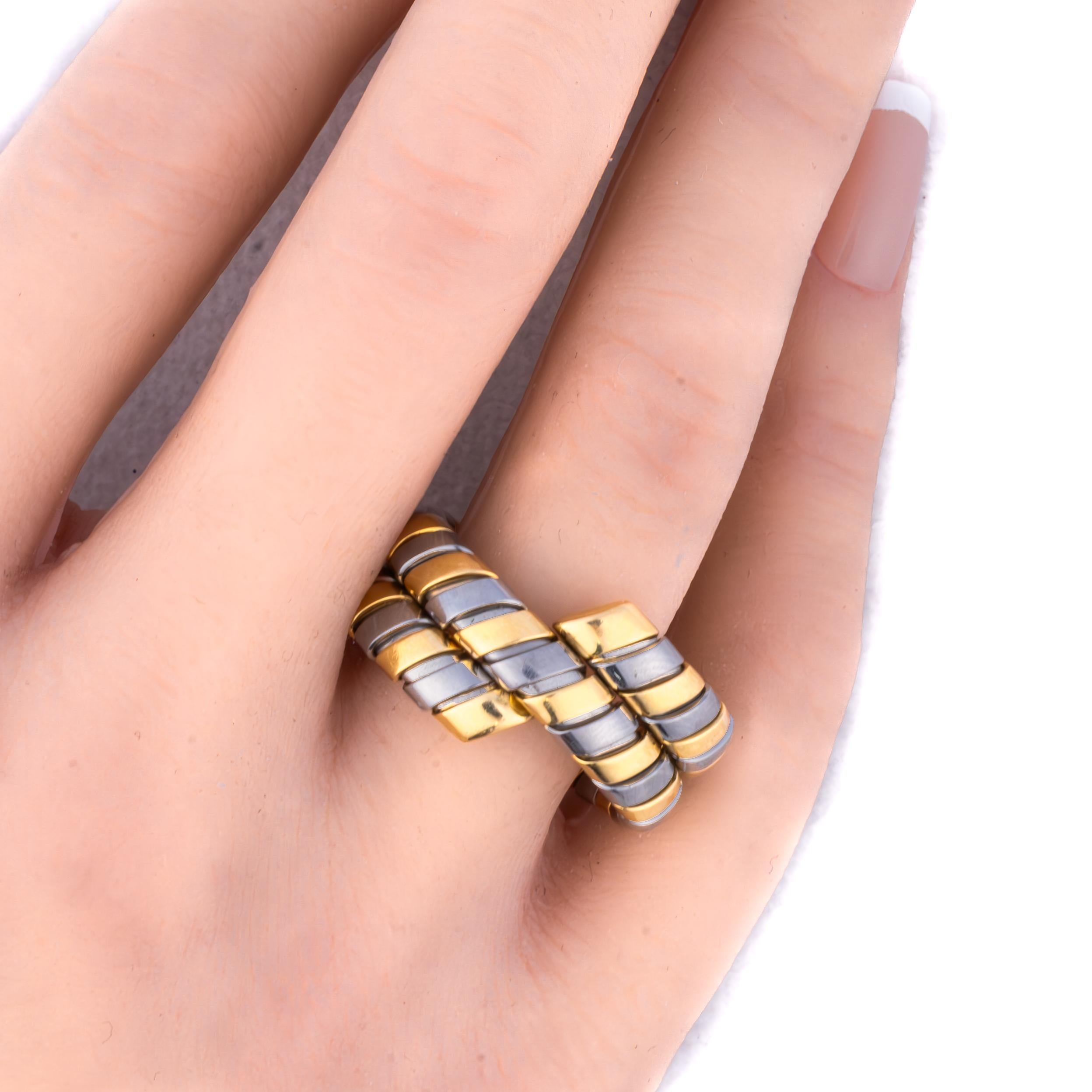 Rétro Anello Bulgari Tubogas Serpenti Bicolore in vendita