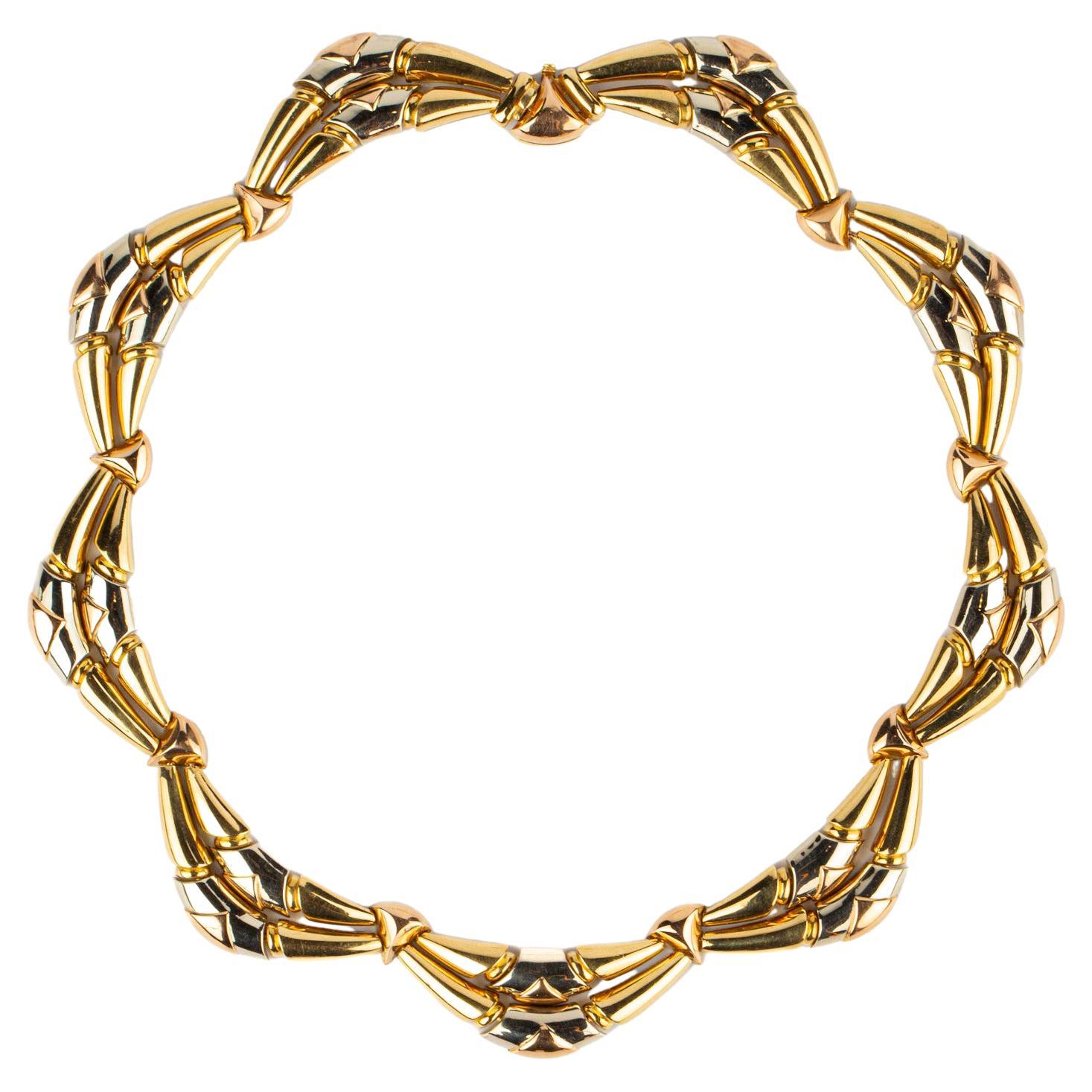 Bulgari Unusual Tri-Color Gold Necklace