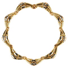 Retro Bulgari Unusual Tri-Color Gold Necklace