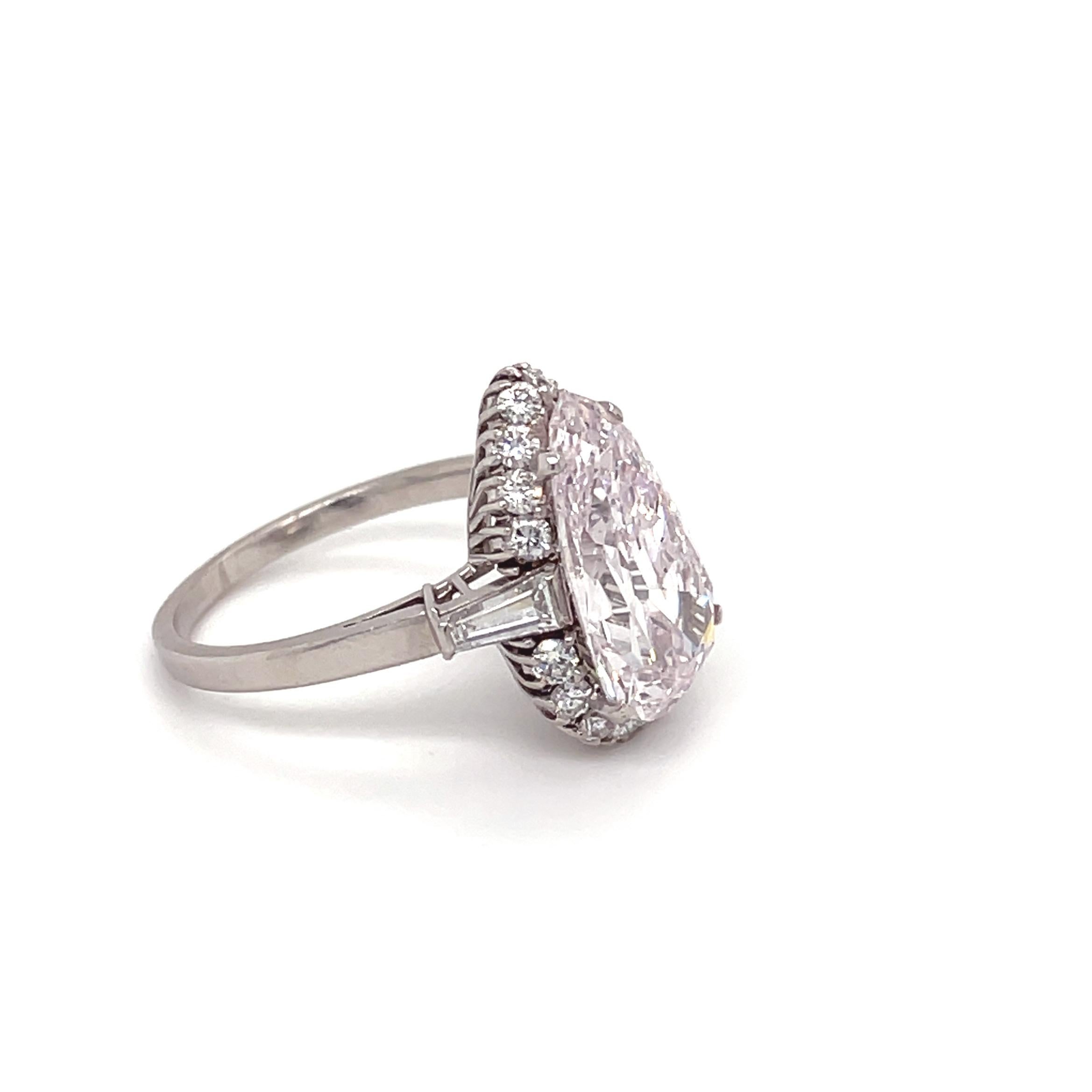 Bulgari Very Light Pink 4ct Diamond Ring, ca. 1950s In Good Condition In Idar-Oberstein, DE