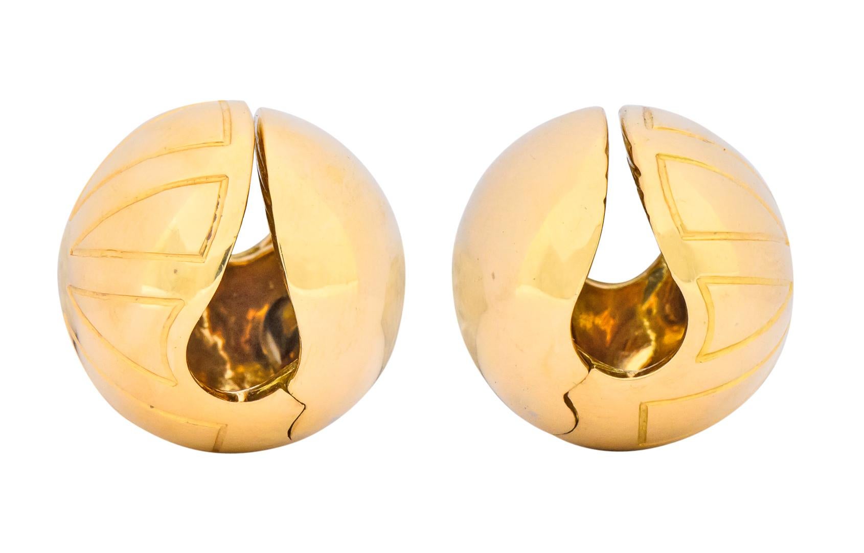 Women's or Men's Bulgari Vintage 18 Karat Gold Ball Ear-Clip Earrings