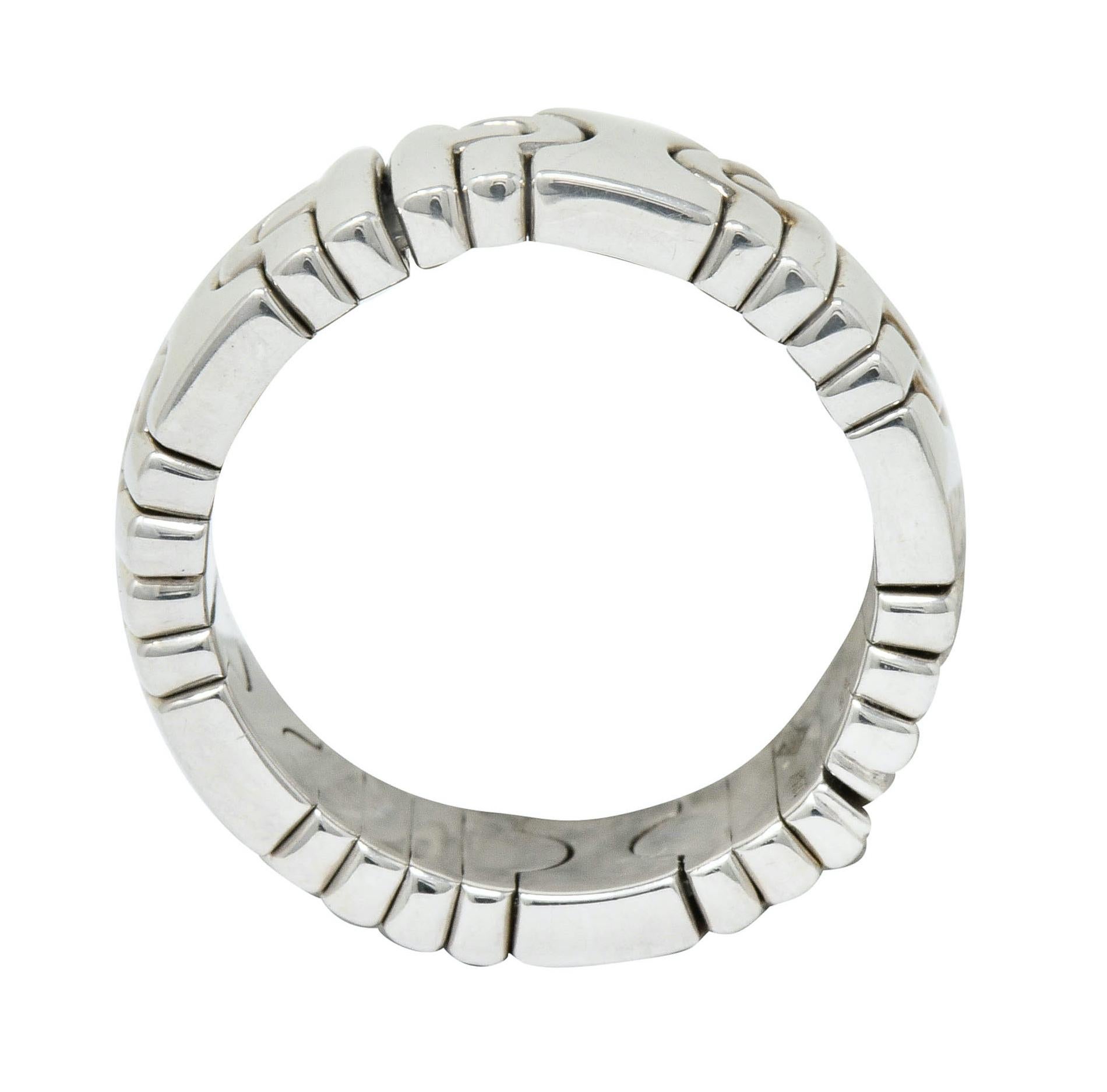 Women's or Men's Bulgari Vintage 18 Karat White Gold Parentesi Band Ring