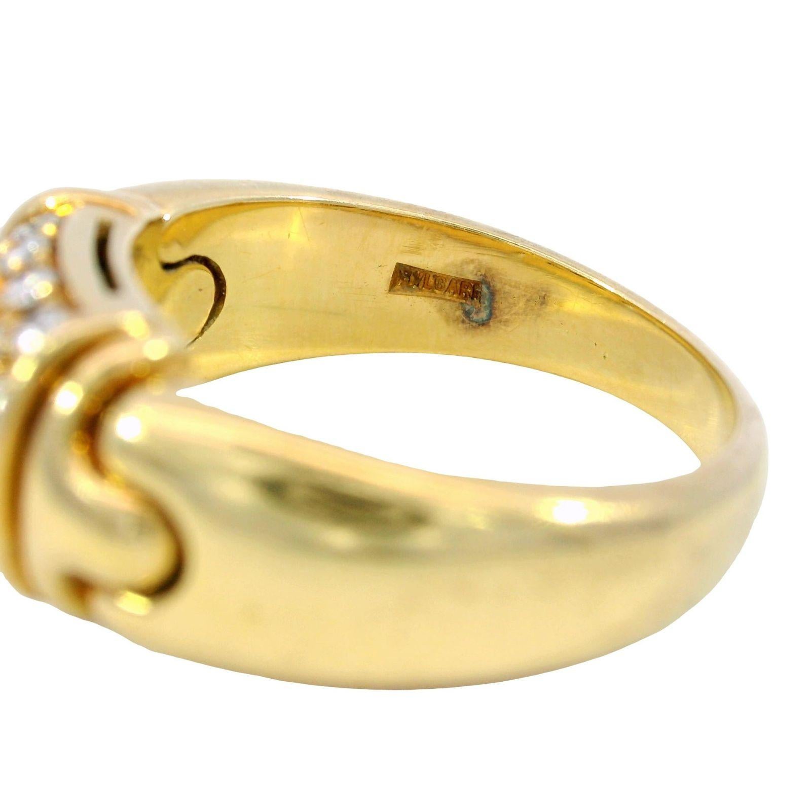 Bulgari Vintage 18K Diamant Ring Band Smaragdschliff Zentrum Gelbgold Größe 6 im Angebot 6