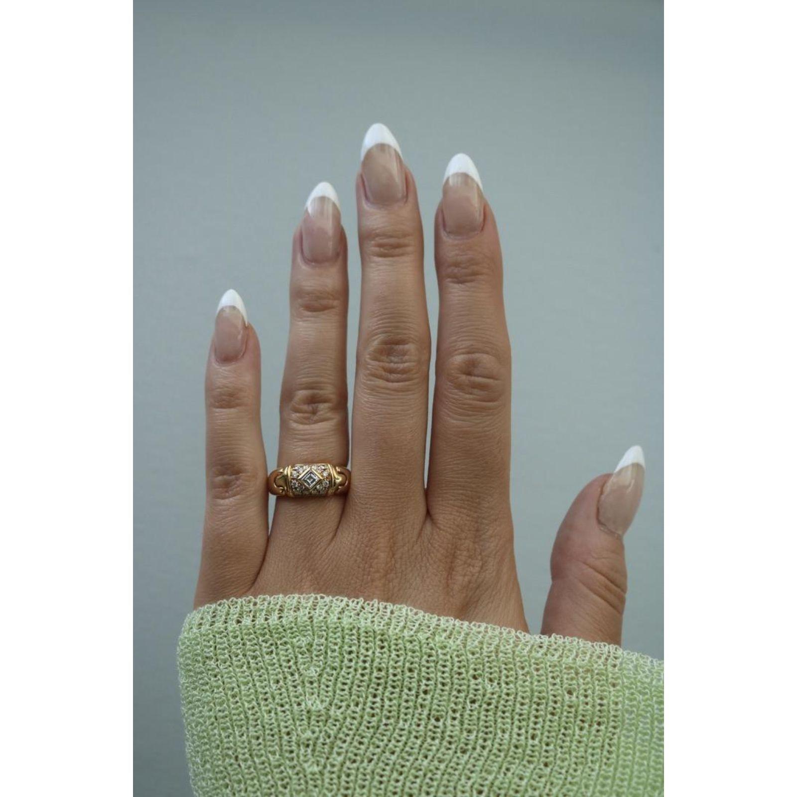 Bulgari Vintage 18K Diamant Ring Band Smaragdschliff Zentrum Gelbgold Größe 6 im Angebot 11