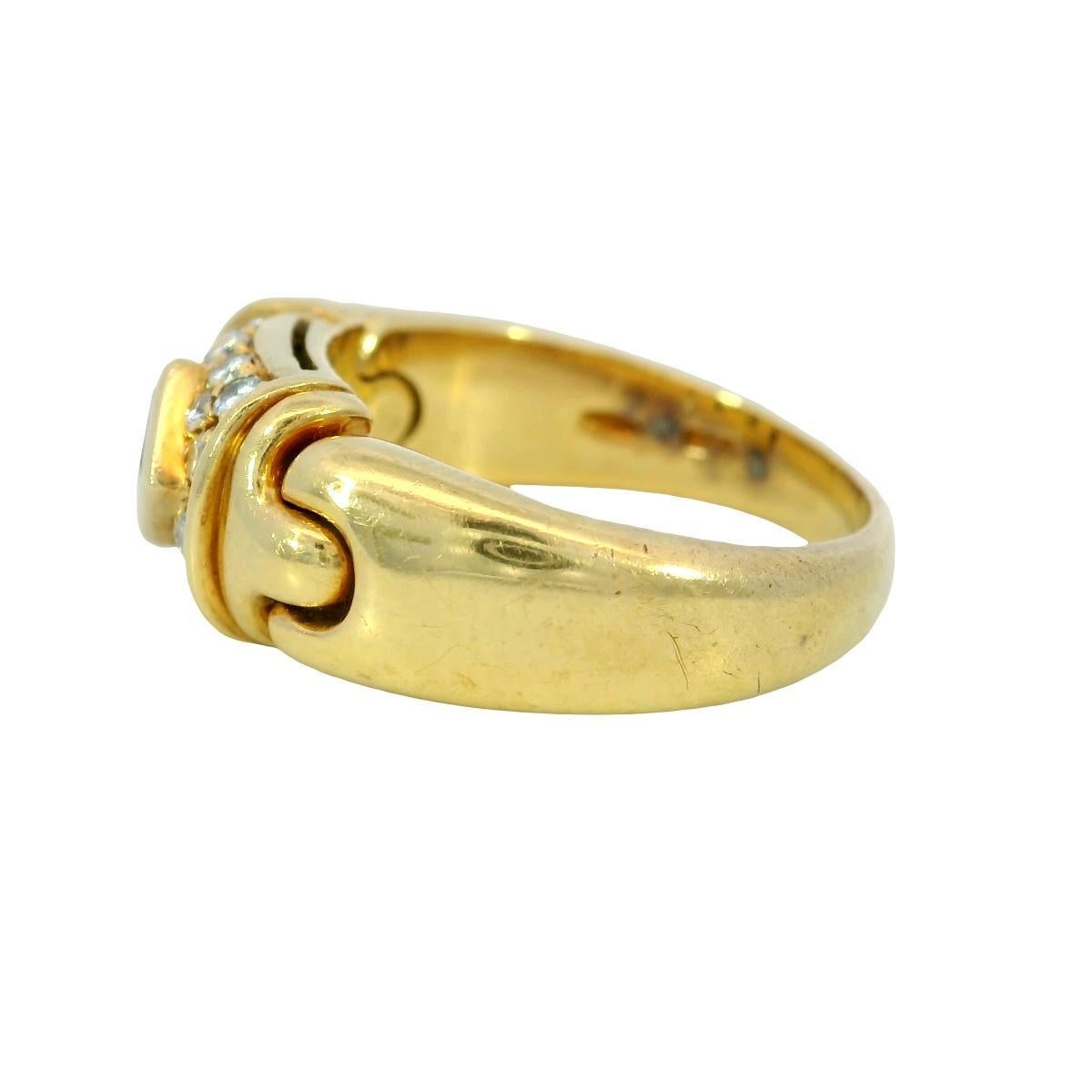 Bulgari Vintage 18K Diamant Ring Band Smaragdschliff Zentrum Gelbgold Größe 6 im Angebot 3