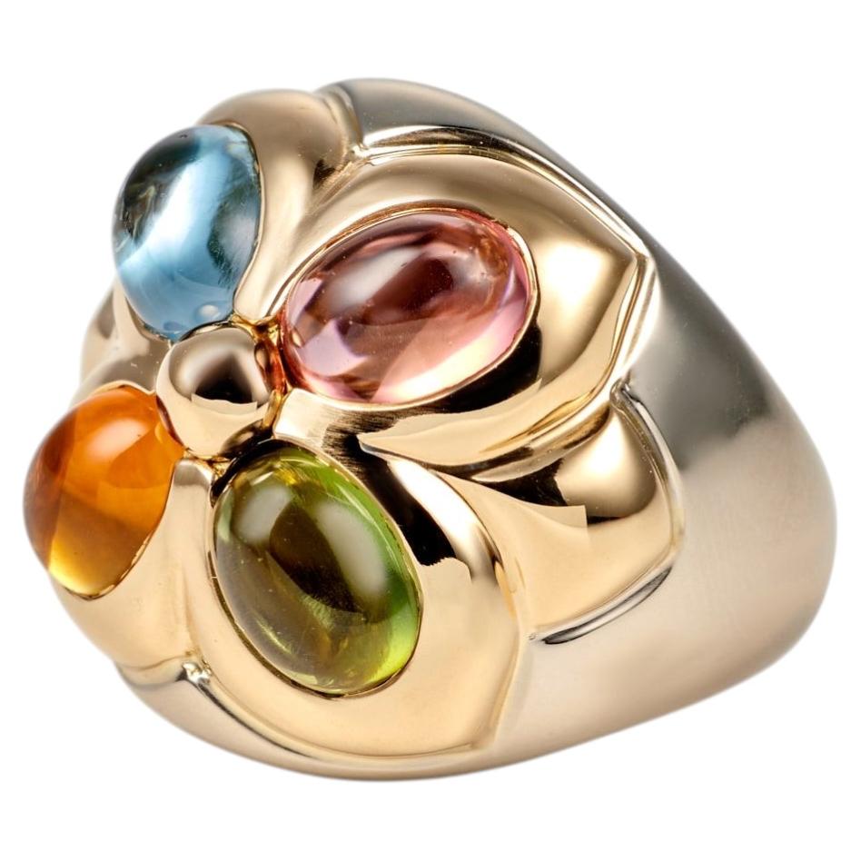 BULGARI Vintage 18k Gold Cocktail Ring with Pink Tourmaline, 1990