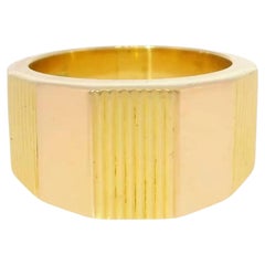 Bulgari Vintage 18K Ring Yellow Gold Chunky Statement Stacker Circa 1970s