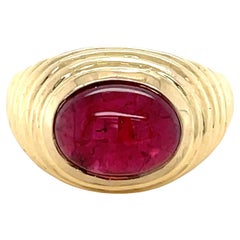 Bulgari, Vintage 18K Yellow Gold and Rubelite Ring
