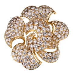 Bulgari Retro Bring Back The Brooch 34 Carat Pave Diamond Gold Floral Brooch