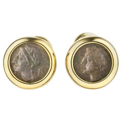 Bulgari Vintage Ancient Coin Gold Earrings