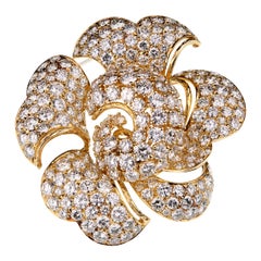 Bulgari Vintage Bring Back the Brooch 34 Carat Pave Diamond Gold Floral Brooch