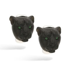 Bulgari Vintage Carved Onyx Black Panther Earrings Circa 1960