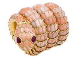 Bulgari Serpenti Vintage Pink Coral Bracelet-Watch, circa 1970