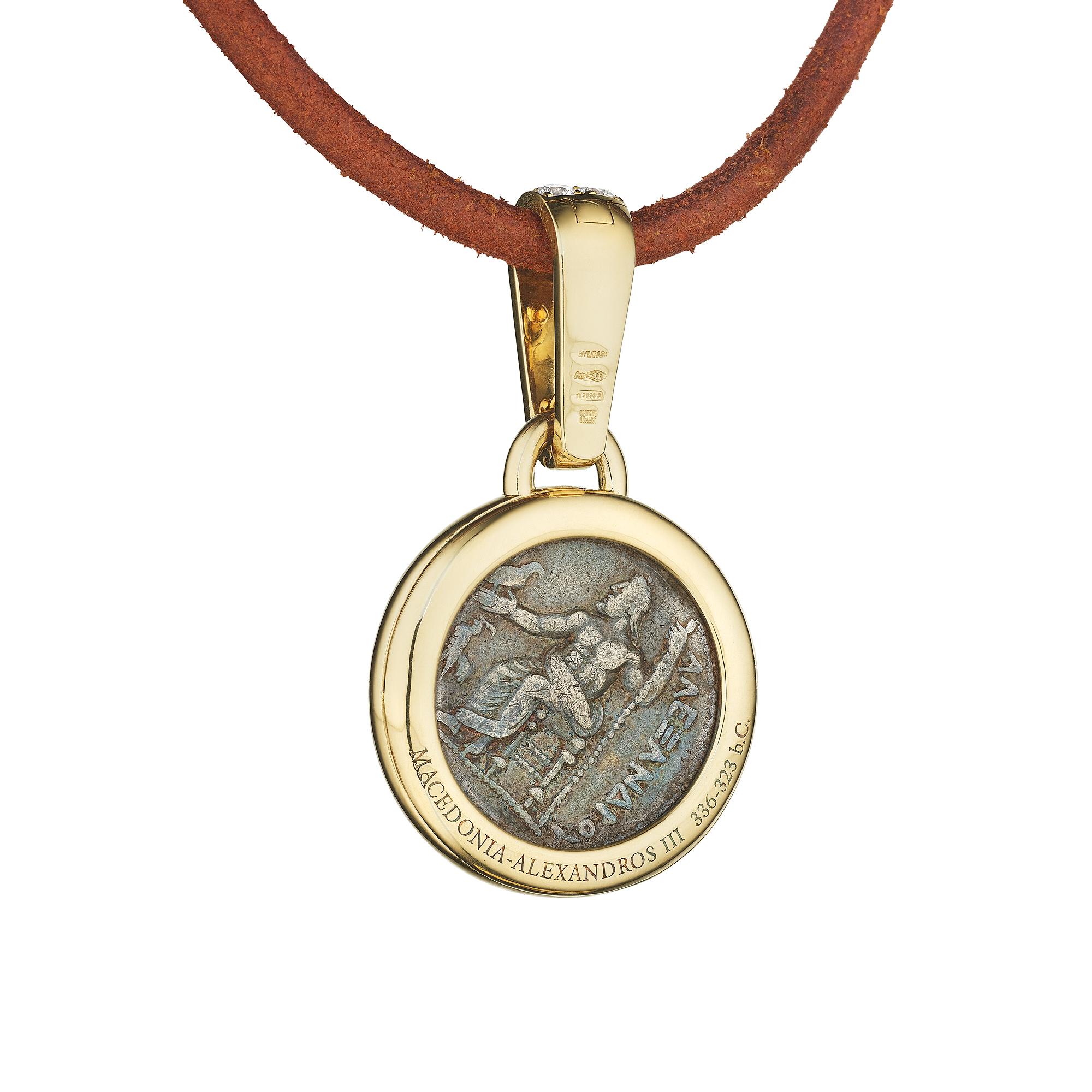 Modernist Bulgari Vintage Diamond Ancient Silver Coin Gold Collar Necklace
