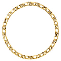 Bulgari Vintage Diamant- und 18 Karat Gelbgold-Gliederhalskette Circa 1990er Jahre