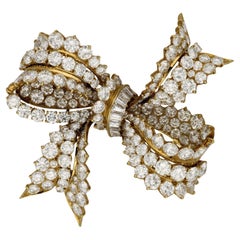 Bulgari Vintage Diamond Bow Brooch in 18ct Yellow Gold Circa 1960