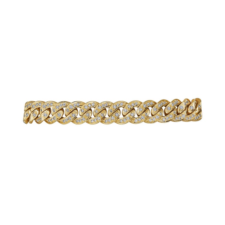 Bulgari Vintage Diamond Gold Curb Link Bracelet For Sale at 1stDibs