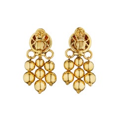 Bulgari Vintage Gold Bead Drop Clip Earrings