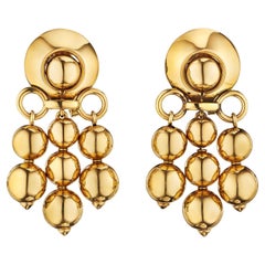 Bulgari Vintage Gold Perle Tropfen Clip Ohrringe