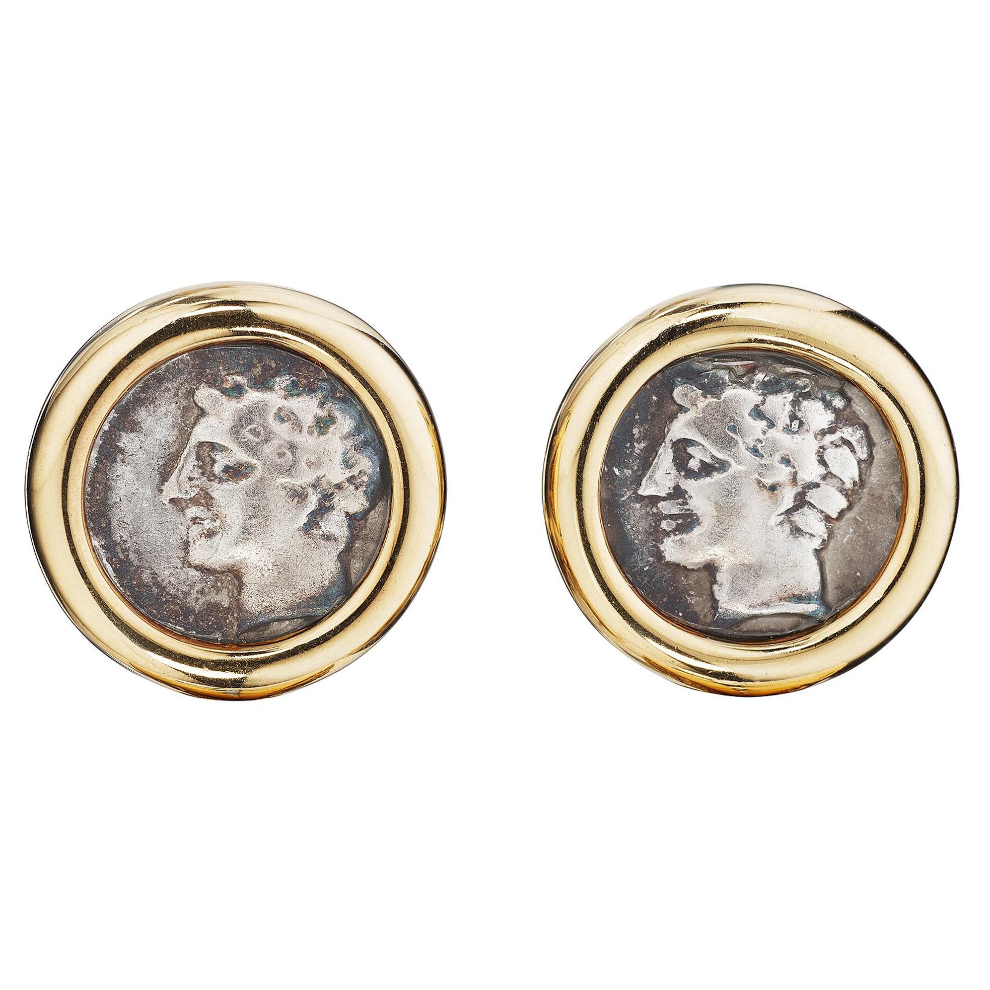Bulgari Vintage Gold Coin Earrings