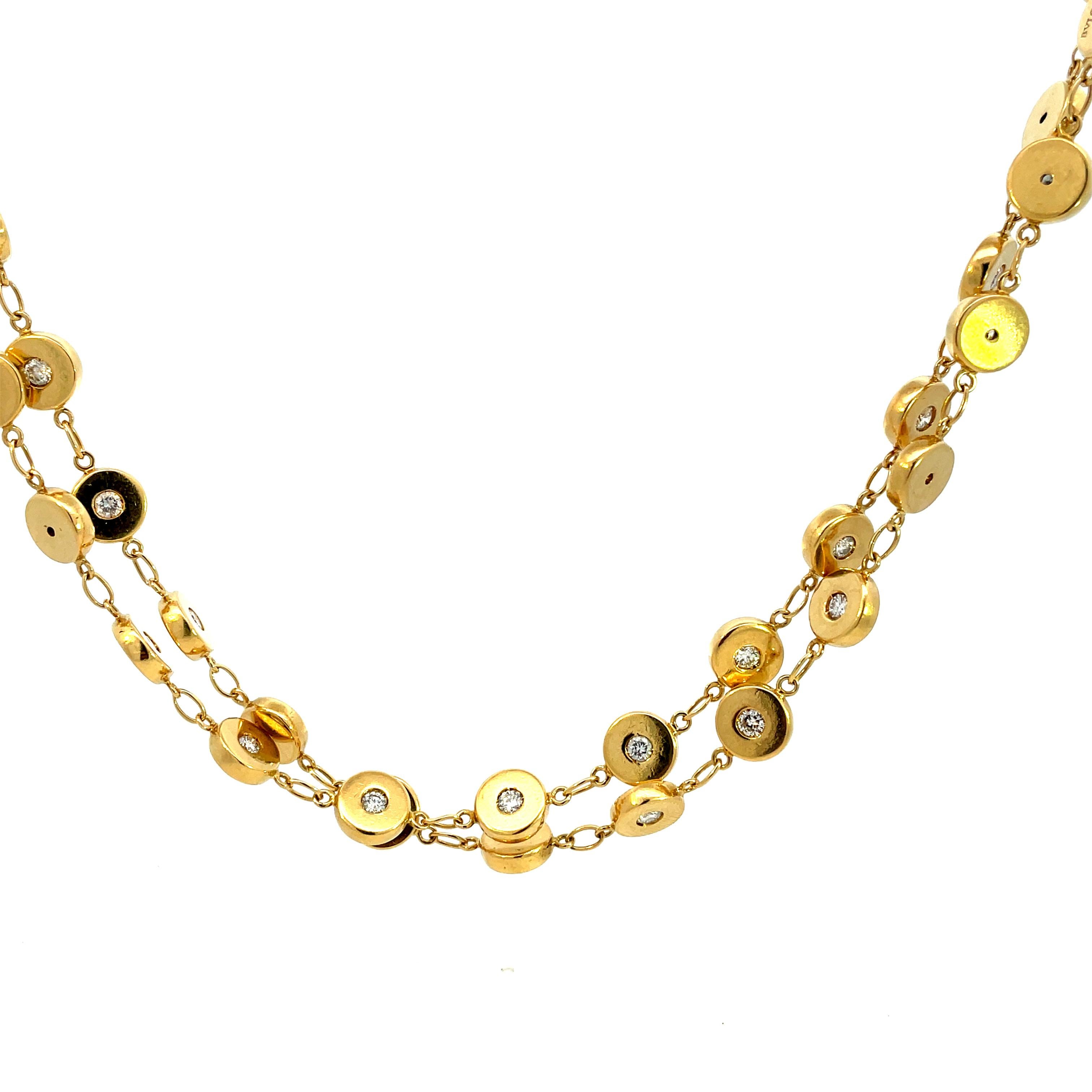 Round Cut Bulgari Vintage Gold Diamond Longhchain Necklace
