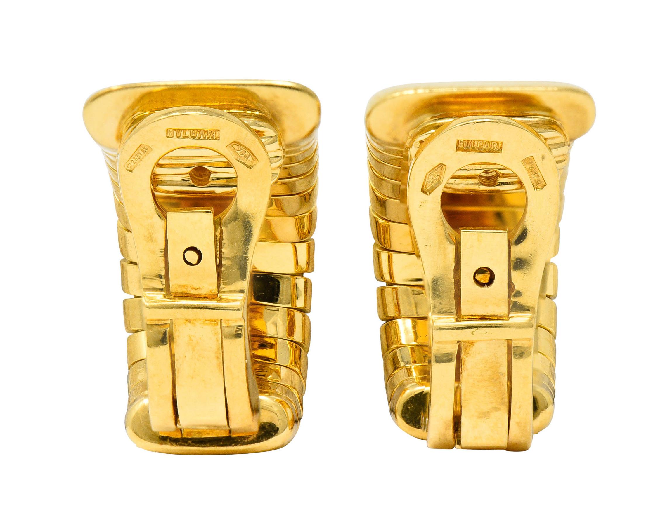 Contemporary Bulgari Vintage Italian 18 Karat Yellow Gold Tubogas Ear-Clip Earrings