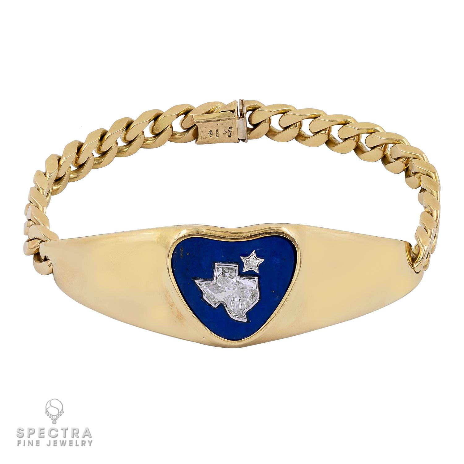 Bulgari Bracelet identifiant vintage en lapis-lazuli et diamants du Texas Unisexe en vente