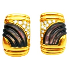 Bulgari Vintage Mother of Pearl Diamond Earrings