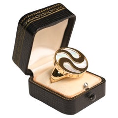 Anello girevole in oro giallo 18 carati Bulgari Vintage Madreperla, Circa 1980