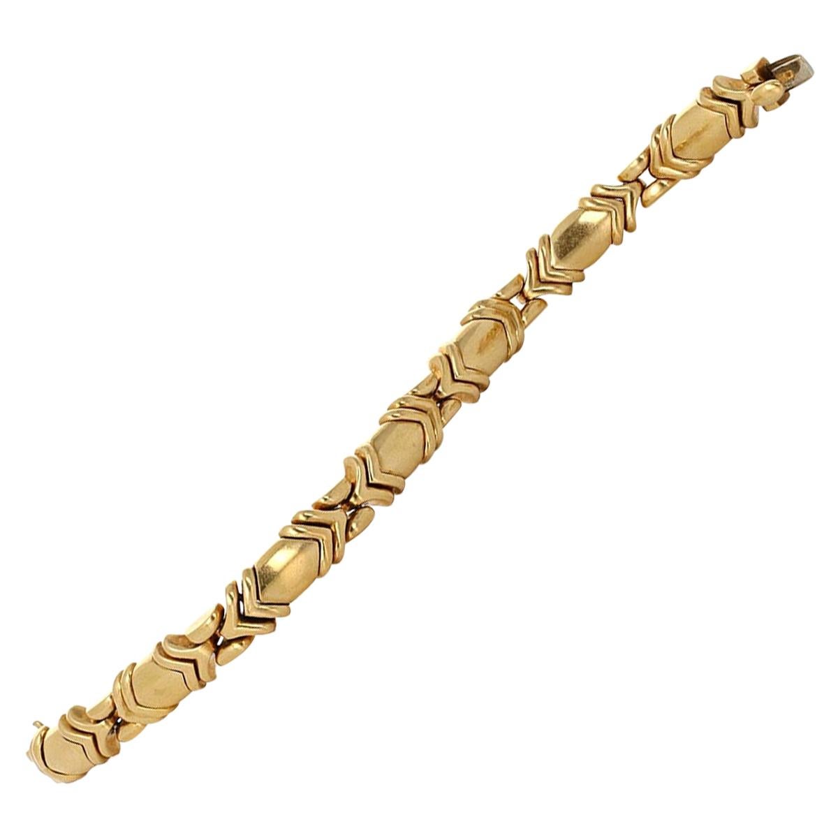 Vintage Bvlgari Yellow Gold Retro Link Bracelet