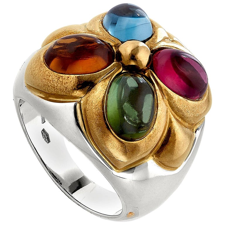 Bulgari Vintage Ring With Cabochon Tourmaline Aquamarine And Citrine In 18 Karat For Sale At 1stdibs Legendary masterpieces from bulgari, which also enchants with the new mvsa collection. bulgari vintage ring with cabochon tourmaline aquamarine and citrine in 18 karat