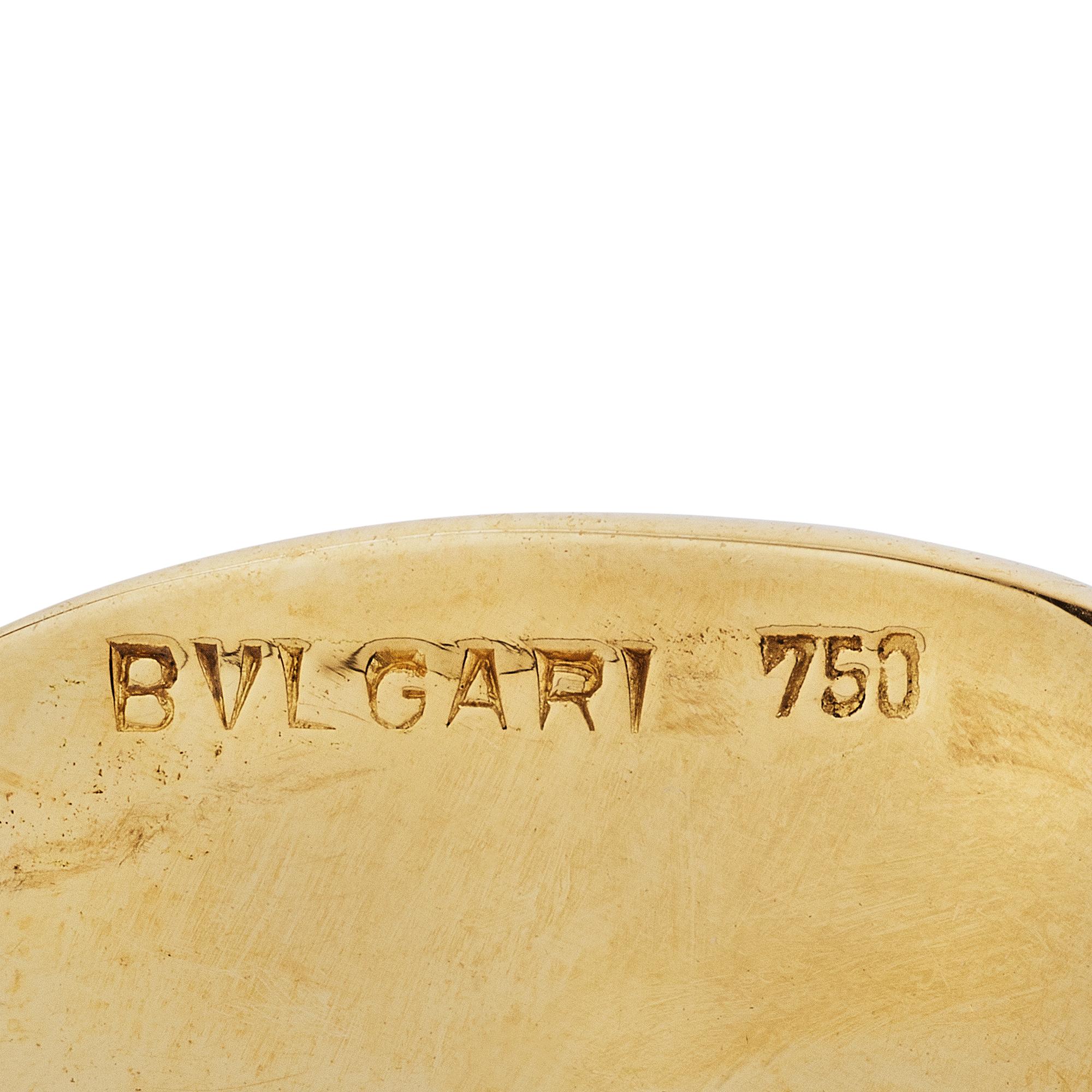 Women's or Men's Bulgari Vintage Rose White Yellow Engraved Circular Link Bracelet For Sale