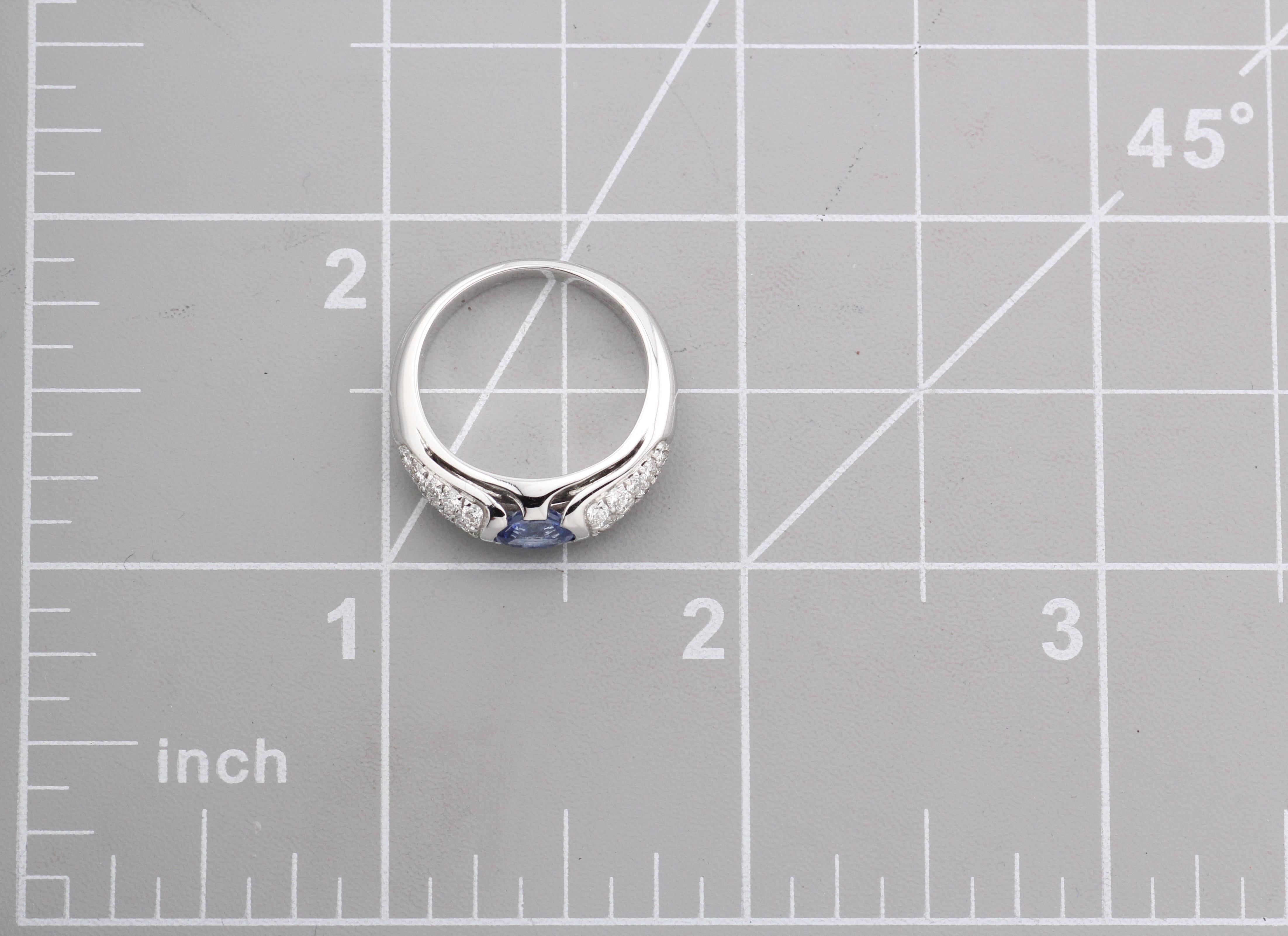 Bulgari Vintage Saphir Diamant 18k Weißgold Ring Größe 5 im Angebot 6