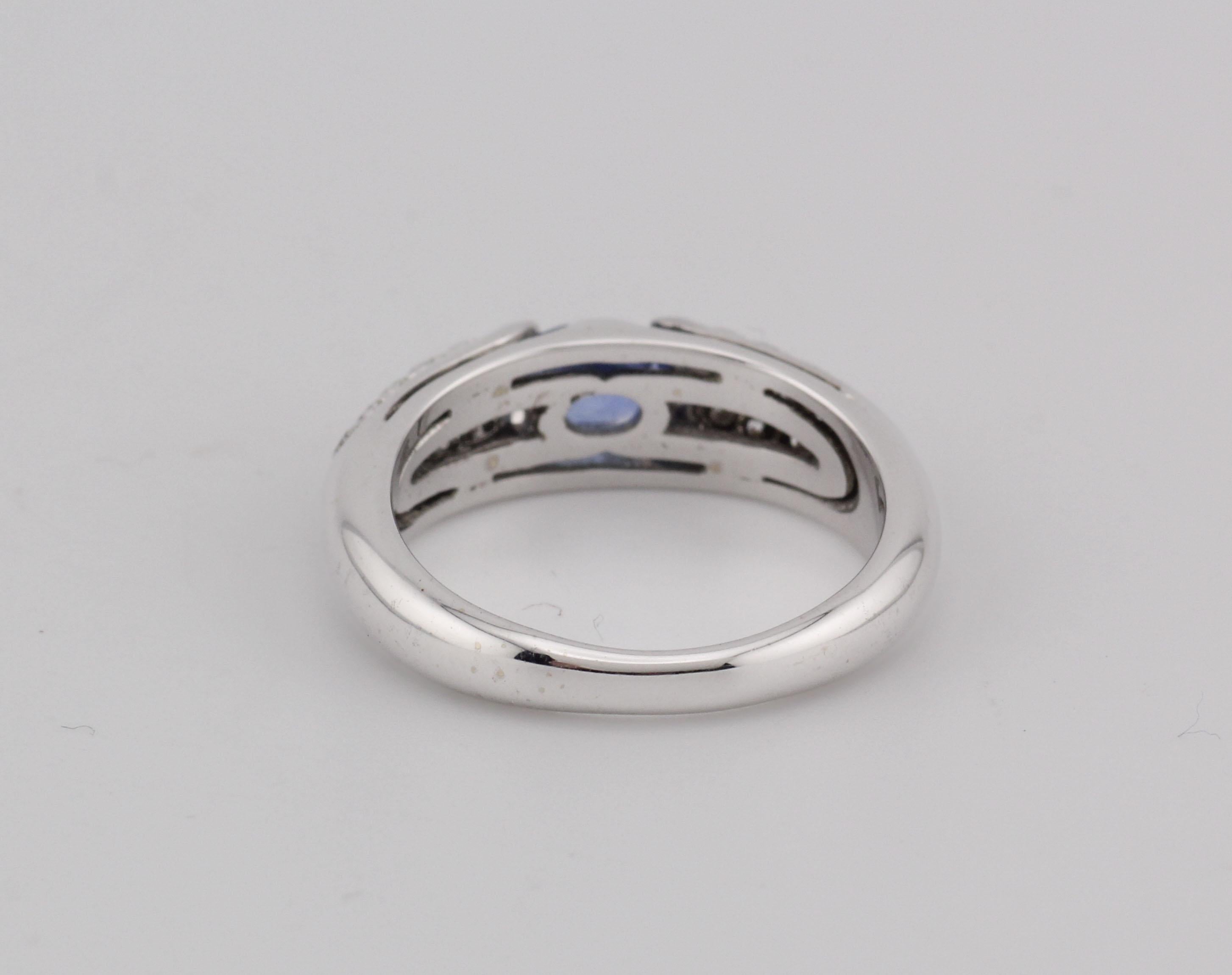Bulgari Vintage Saphir Diamant 18k Weißgold Ring Größe 5 Damen im Angebot