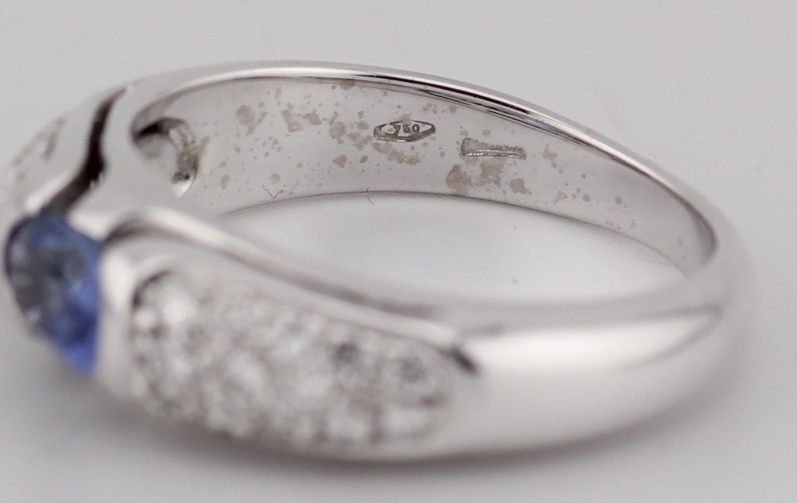 Bulgari Vintage Saphir Diamant 18k Weißgold Ring Größe 5 im Angebot 4