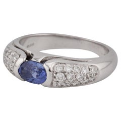 Bulgari Vintage Saphir Diamant 18k Weißgold Ring Größe 5